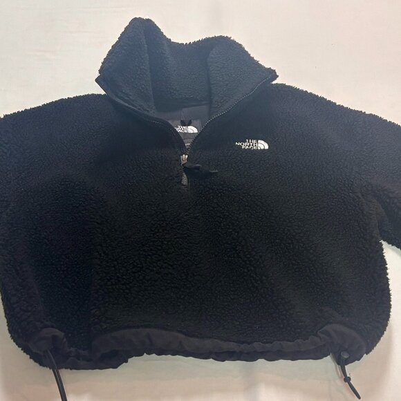 The North Face Women's Jacket 1/2 Zip Soft Black Fleece Cropped M Pullover - Picture 1 of 7
